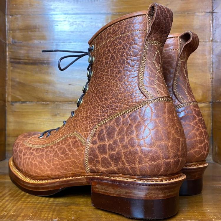 Prof. Barnets Bulky Lace to Toe Boots ( Law Tanning Shrunken Bison Peanut )